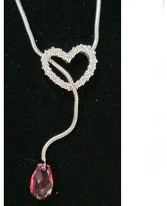 Diamond Tourmaline Heart 18k Gold Necklace-Estate Jewelry 7.8g